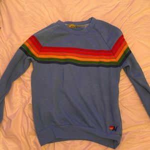 Aviator Nation Blue Striped Crewneck